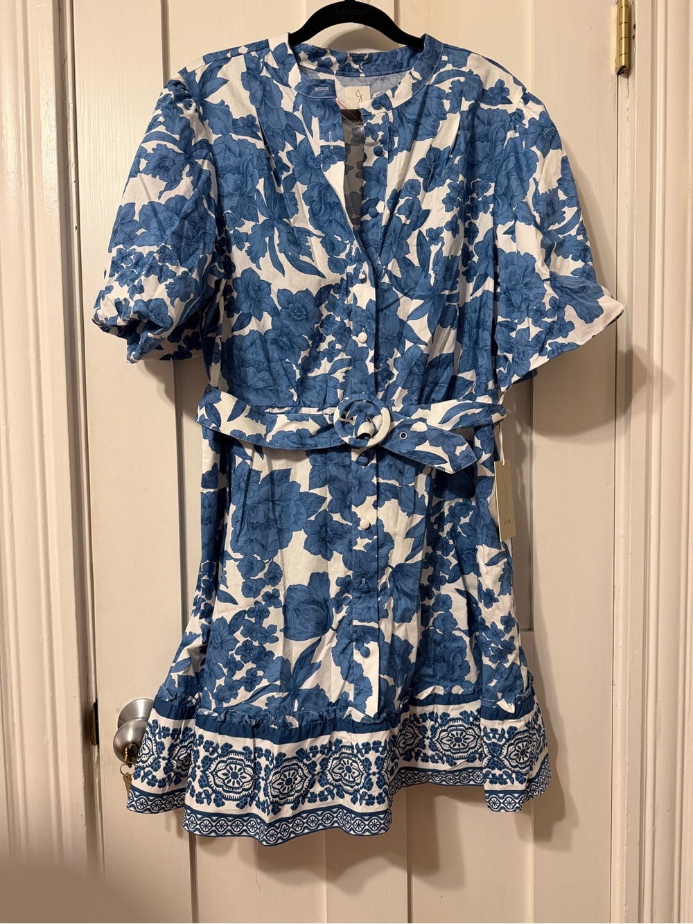 Joie Blue and White Floral Belted Dress